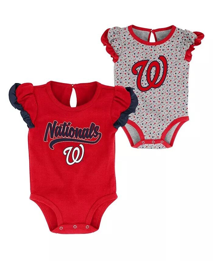 

Комплект из двух боди для девочек, красный, меланжевый серый, Washington Nationals Scream and Shout Outerstuff