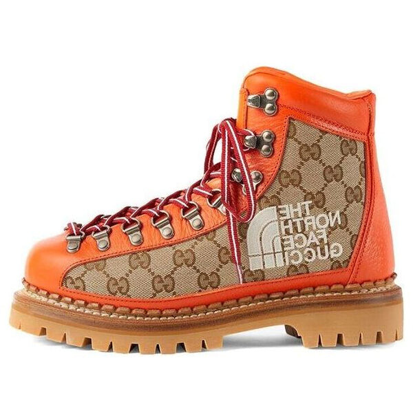 Кроссовки x the north face canvas leather boots 'orange' Gucci, оранжевый