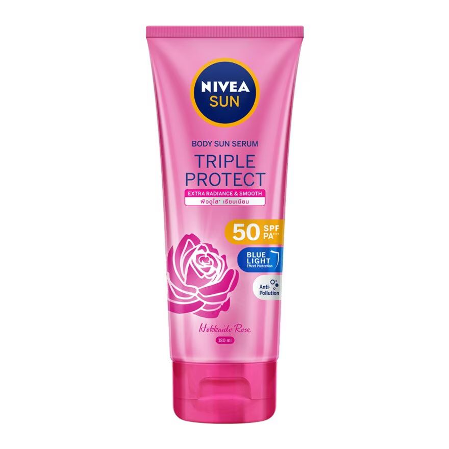 

Nivea Солнцезащитная сыворотка для тела Triple Protect Extra Radiance Smooth SPF50 PA+++ 180 мл, Pink