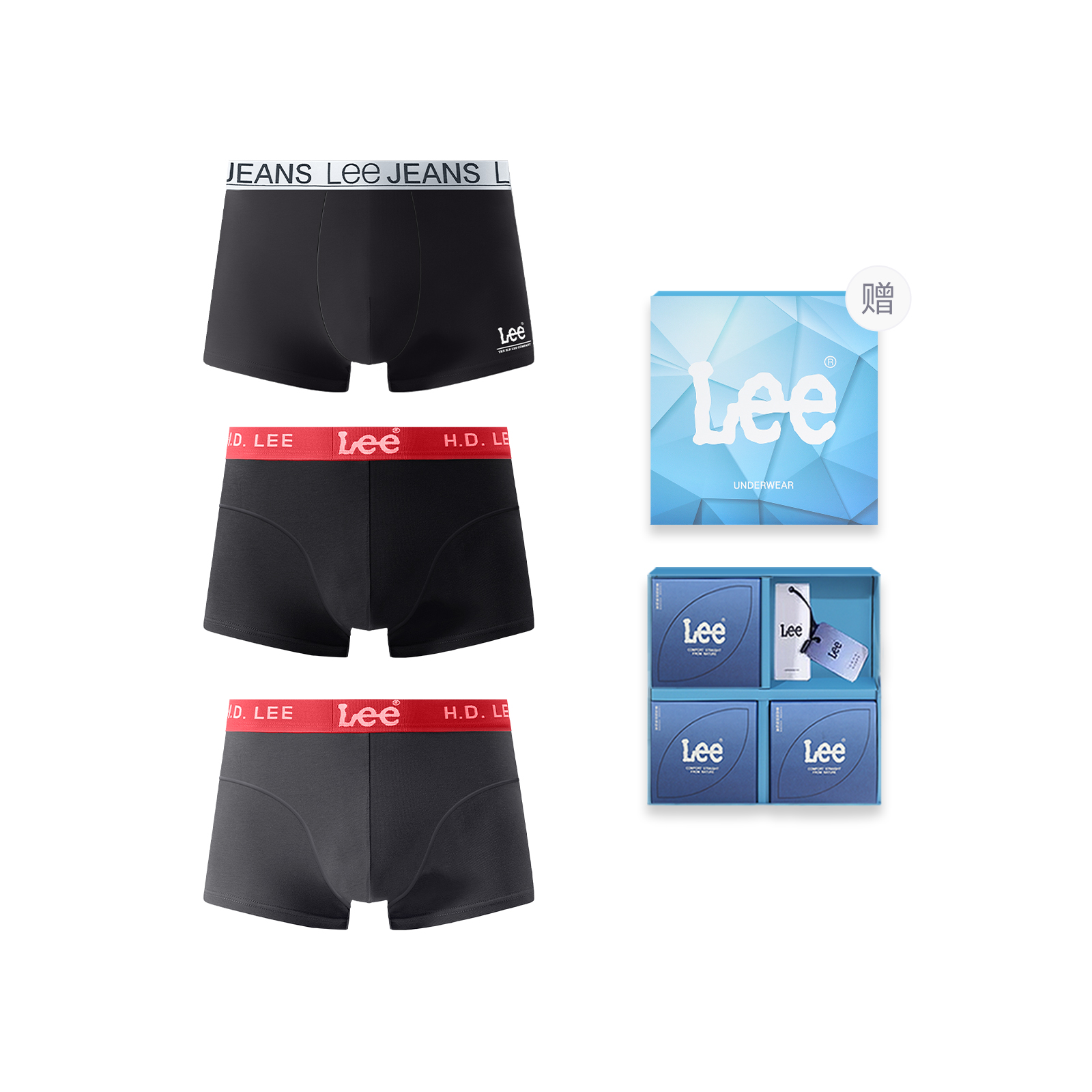 

Edge Color 3.0 трусы подарочные наборы мужские 3 шт Lee, темно-серый