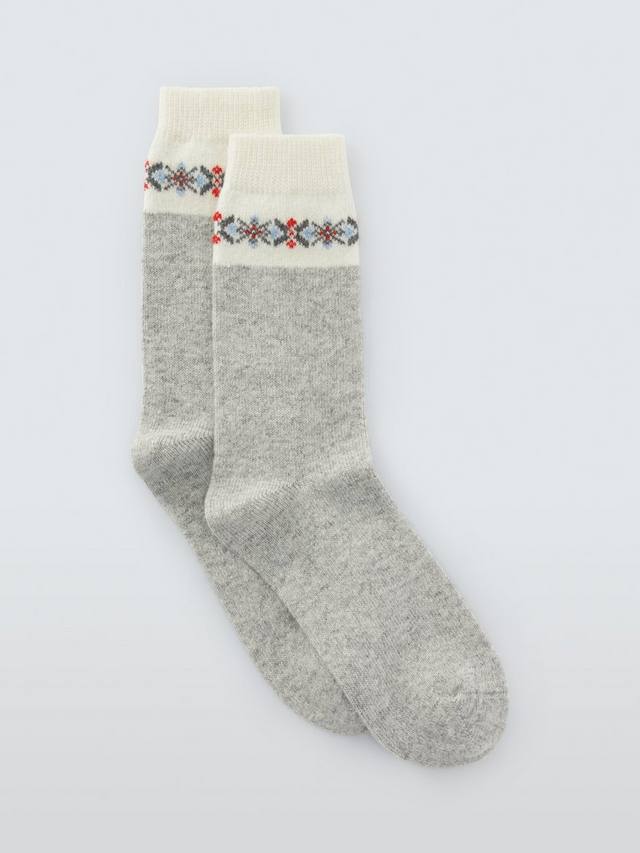 

Носки Fairisle Tip из шерсти с кашемиром John Lewis, Grey