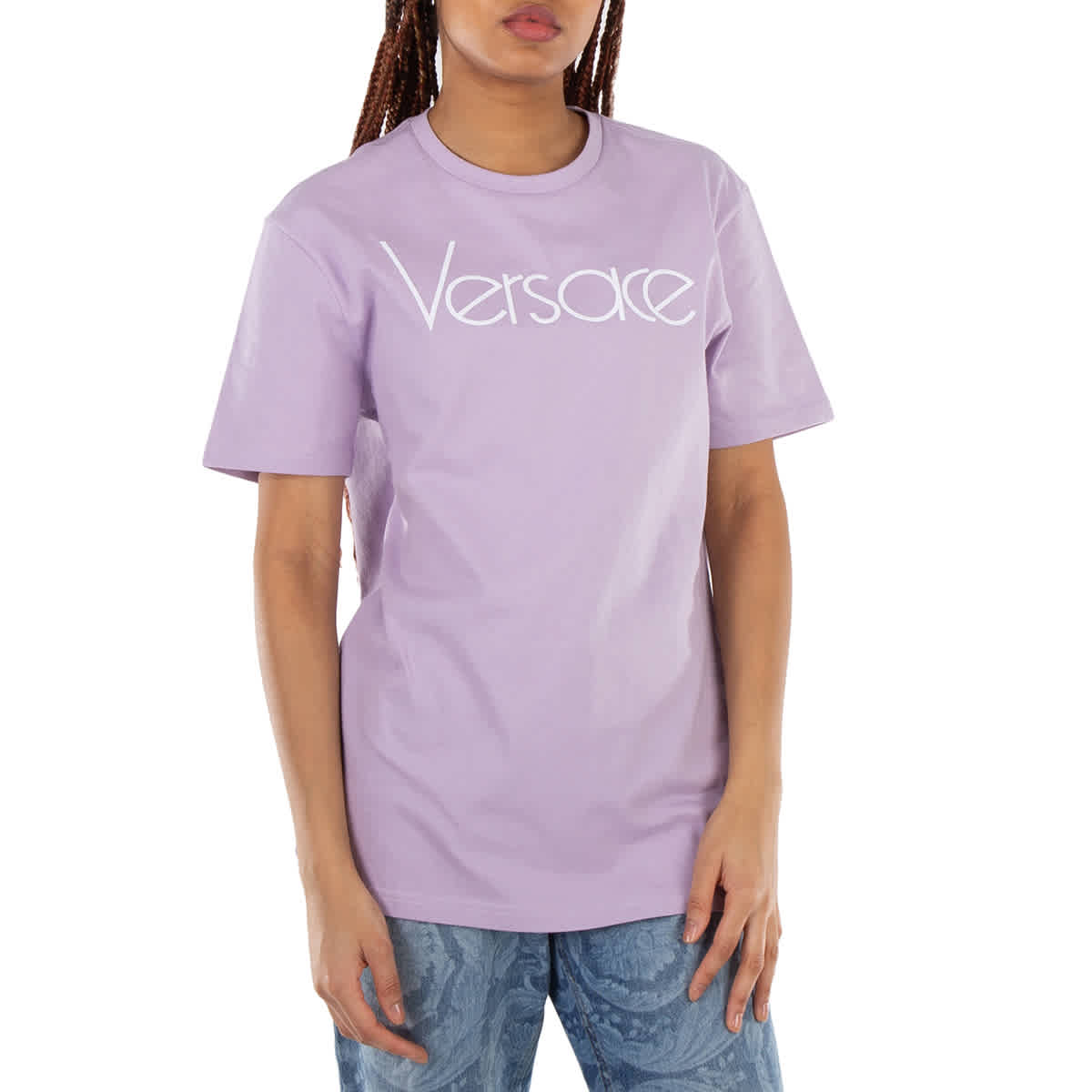 

Versace 1978 Re-Edition Логотип Футболка с короткими рукавами, лиловый/белый