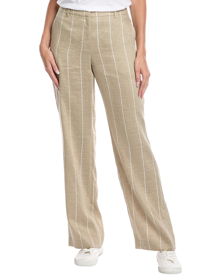 

Lafayette 148 New York Брюки Gates Полной Длины из Смесового Льна, бежевый