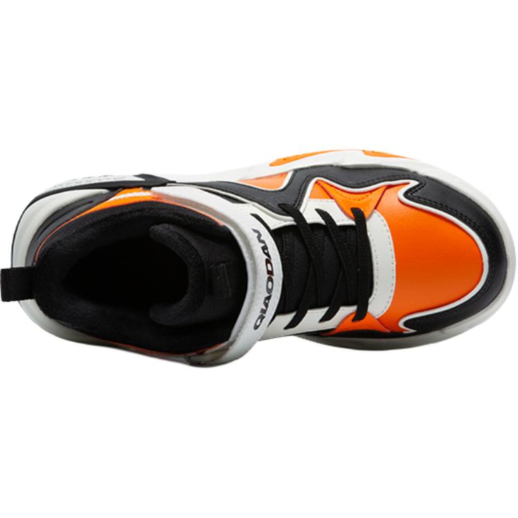 Детские кроссовки для скейтбординга Anti-Kick Warmth Mid Top для подростков QIAODAN, черный/оранжевый — фото 3