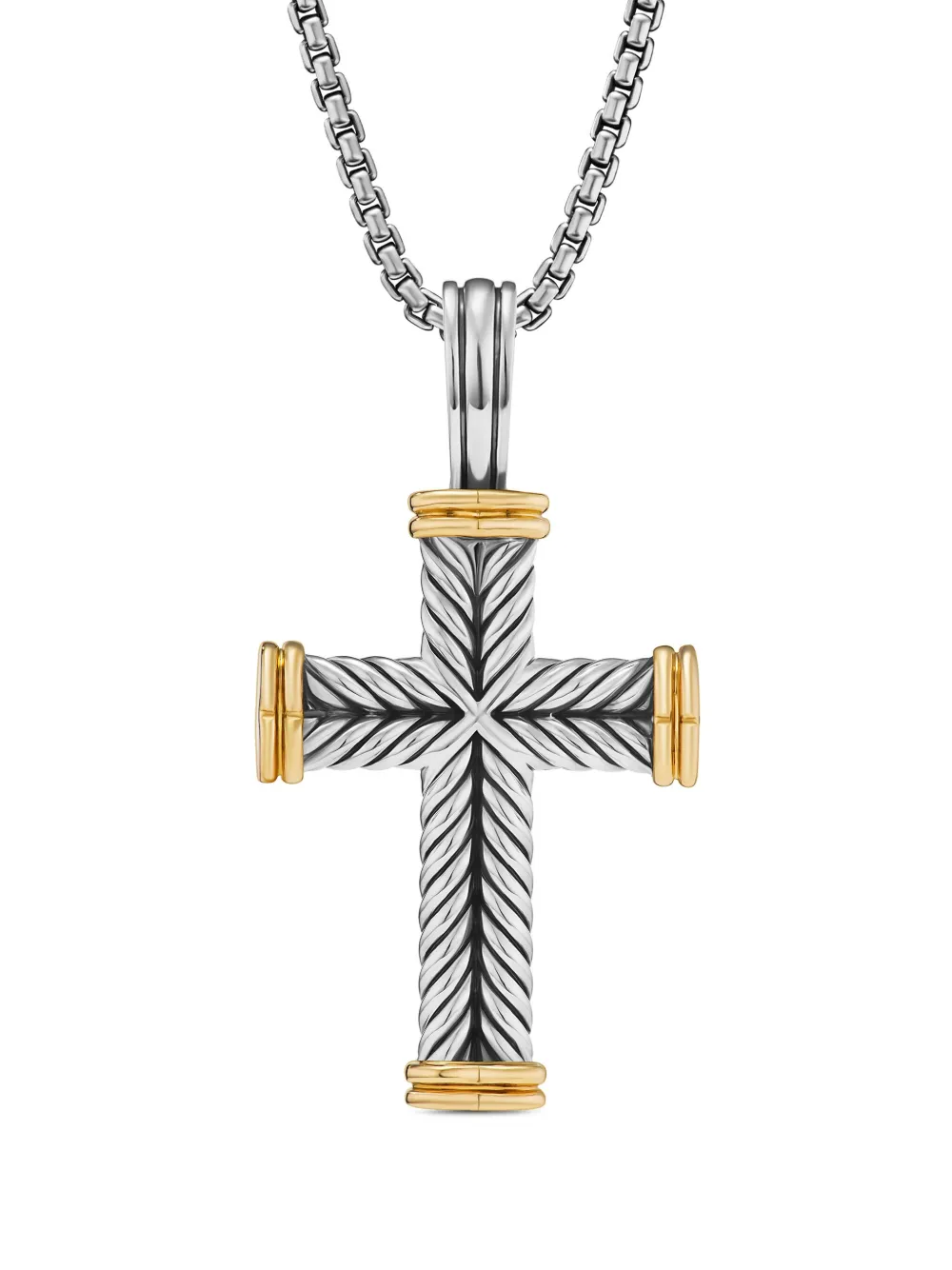 

Подвеска Chevron Cross из желтого золота и серебра (33 мм) David Yurman, серебяный