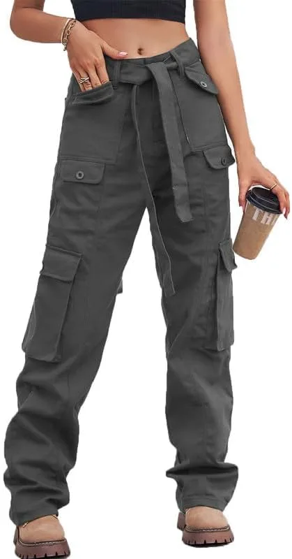 

Женские джинсы карго с высокой талией и 6 карманами VIVICOLOR