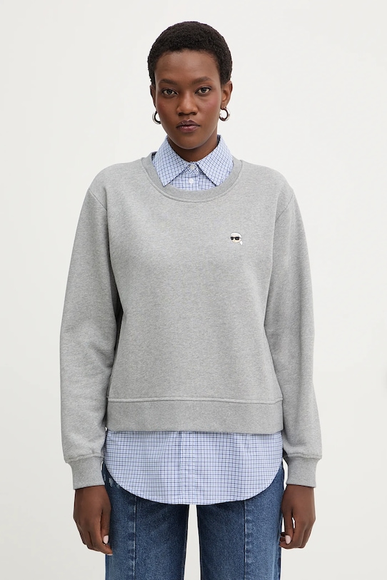 

Хлопковая толстовка ikon Karl Lagerfeld, серый