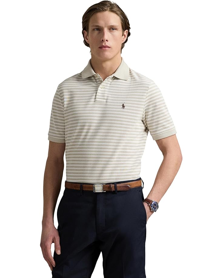 

Поло Polo Ralph Lauren Classic Fit Striped Mesh Polo Shirt, цвет Classic Khaki/White
