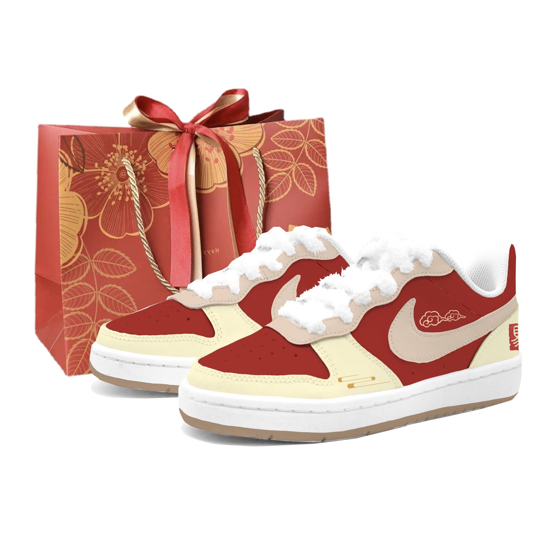 

Nike Court Borough 2 Red Horse Cloud, Kung Fu Rabbit Manufacturing, кожаная подкладка, амортизация, устойчивость к истиранию, противоскользящая