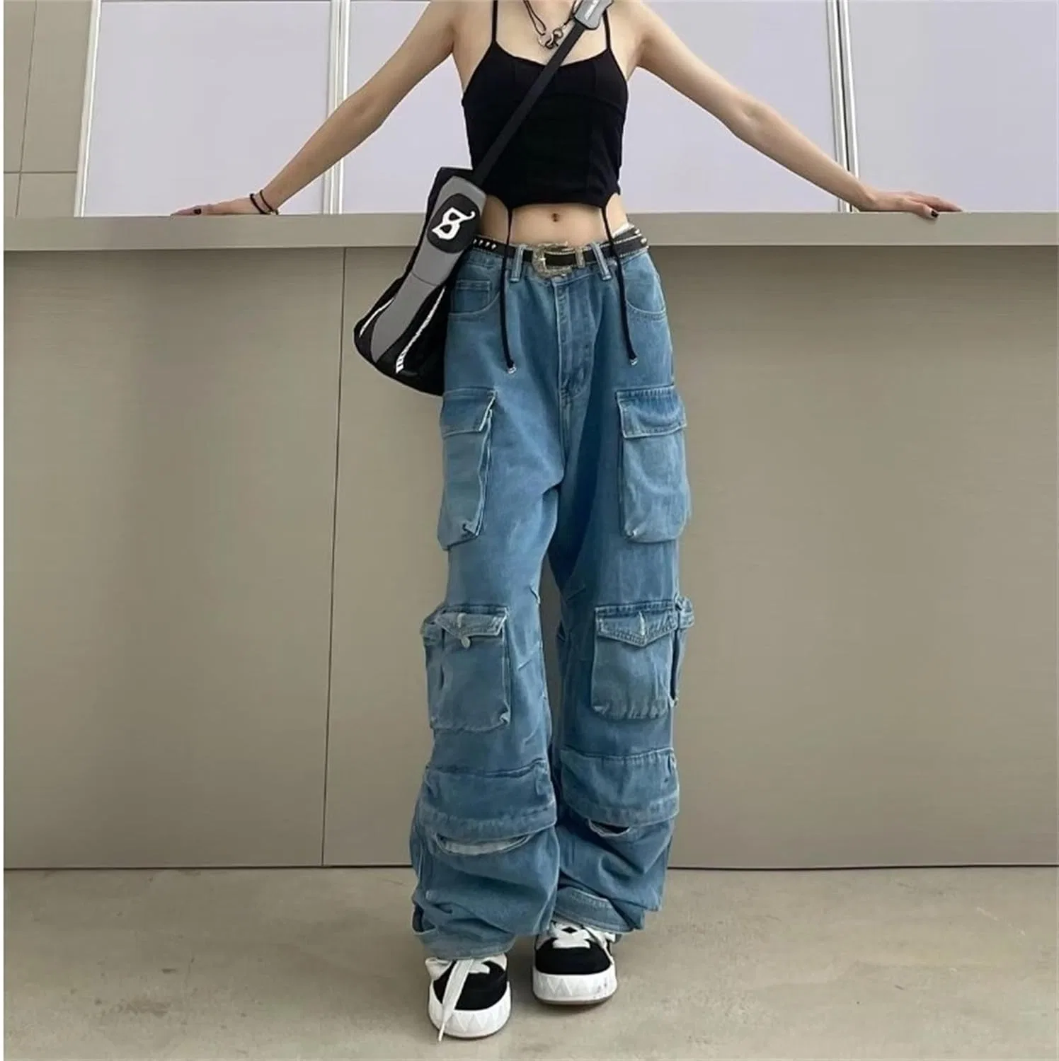 Джинсы карго Relaxed Fit, Blue — фото 4