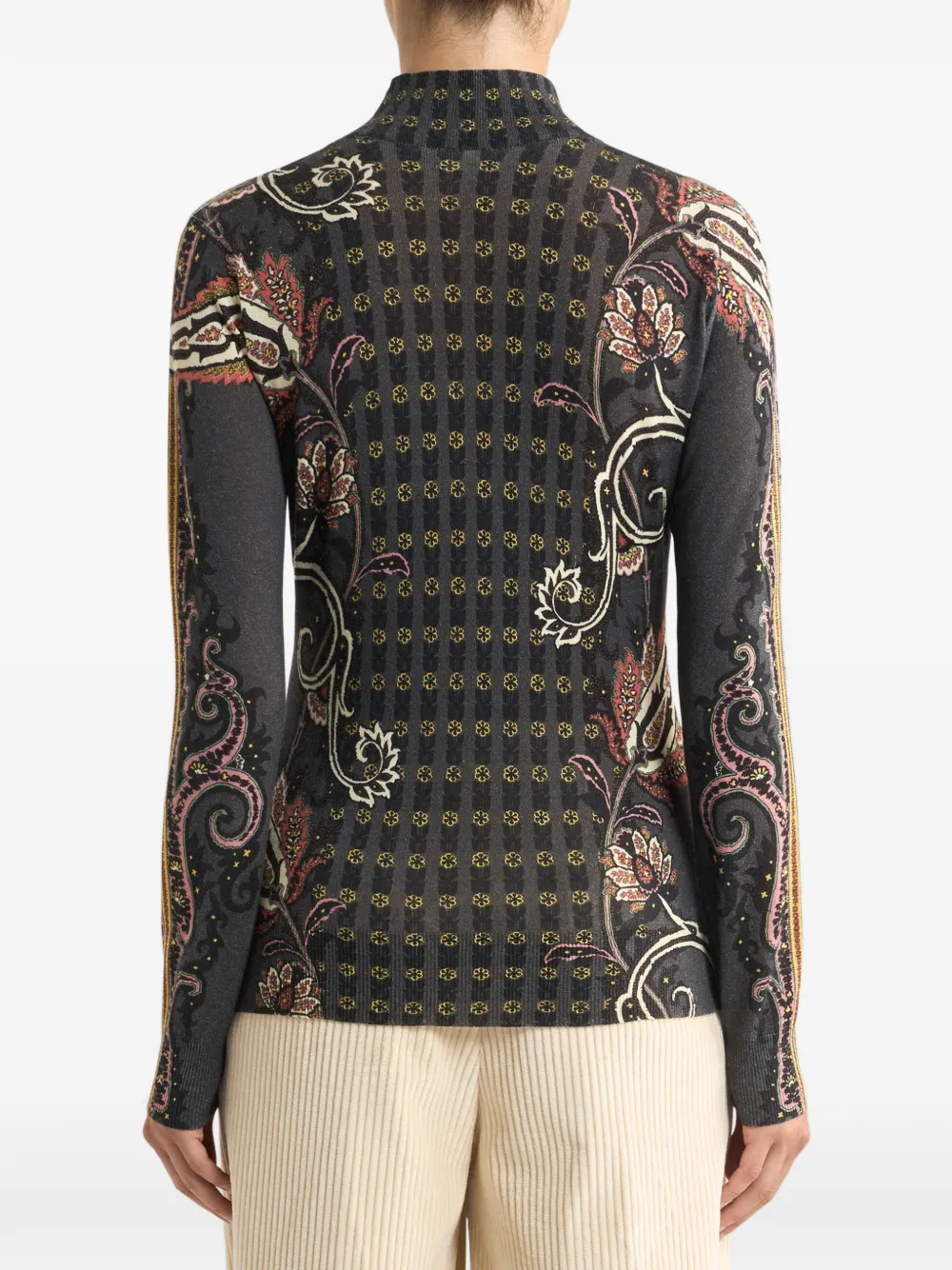 Топ с высоким воротником и узором пейсли Etro, черный — фото 3