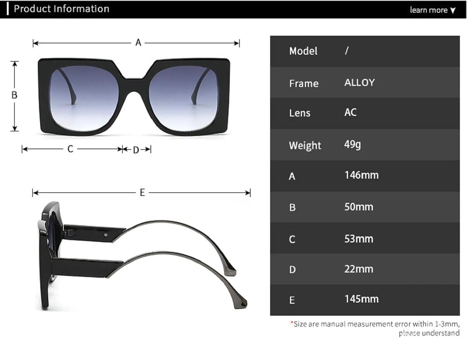 

Ретро-солнцезащитные очки в стиле Y2K, конфетные цвета, маленькие квадратные, женские, модные, уникальные, мужские, панк, градиентные, UV400 6221 Melrose, Black