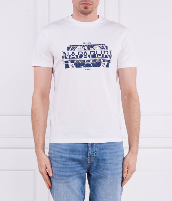 

Футболка Napapijri S-manta Regular Fit, белый / фиолетово-синий
