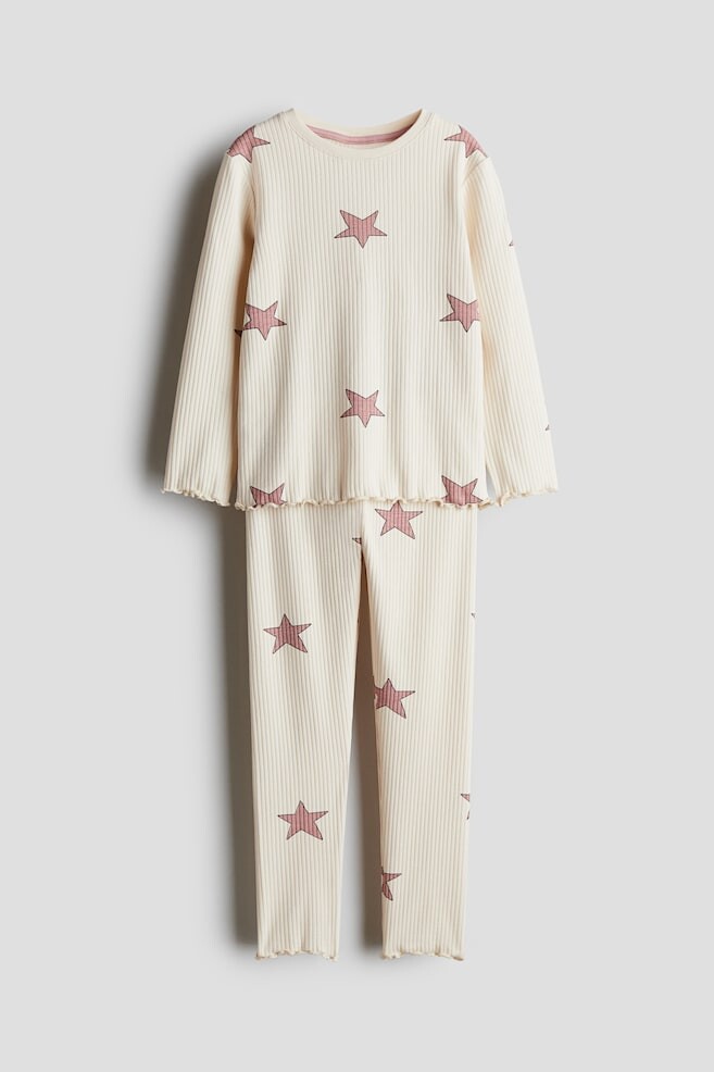

Хлопковая пижама в рубчик H&M, бежевый