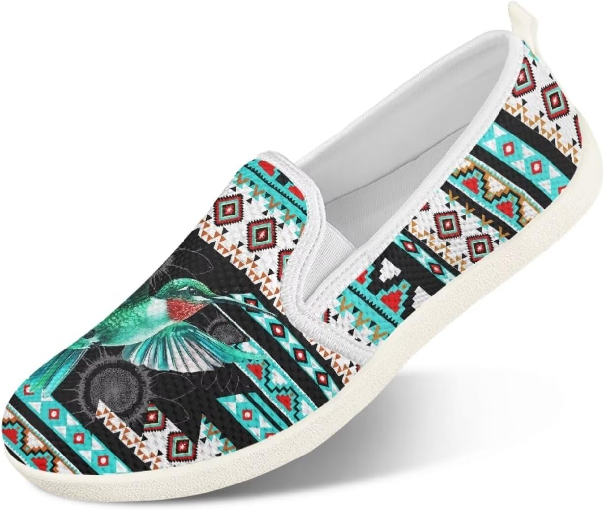 

Мужские туфли с животным принтом, слипоны, удобные лоферы, модные повседневные кроссовки, сетчатые плоские туфли, широкие, легкие, размеры 4-9 Twousenru, Africa Tribe Strips Hummingbird