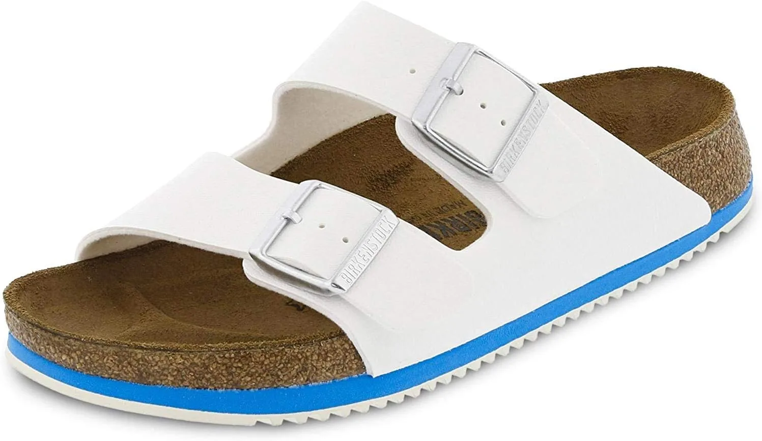 Взрослые, унисекс, классические домашние тапочки Birkenstock Arizona Classic Birko-Flor без задника, белый