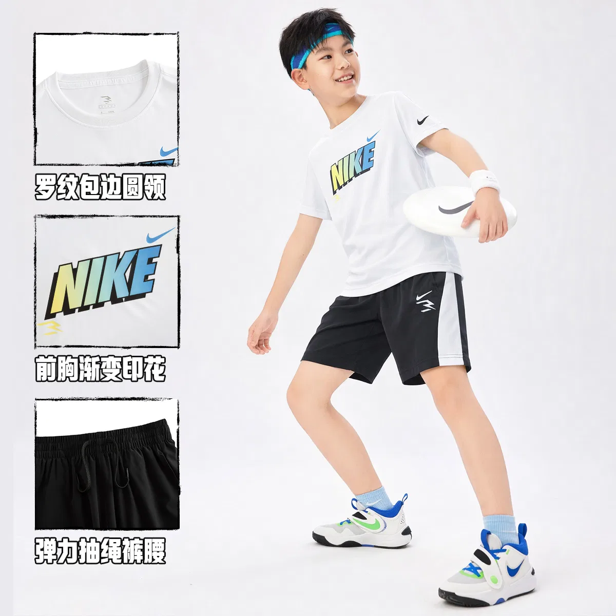 Спортивная повседневная футболка Dri Fit Kids' Nike, Pure White — фото 4
