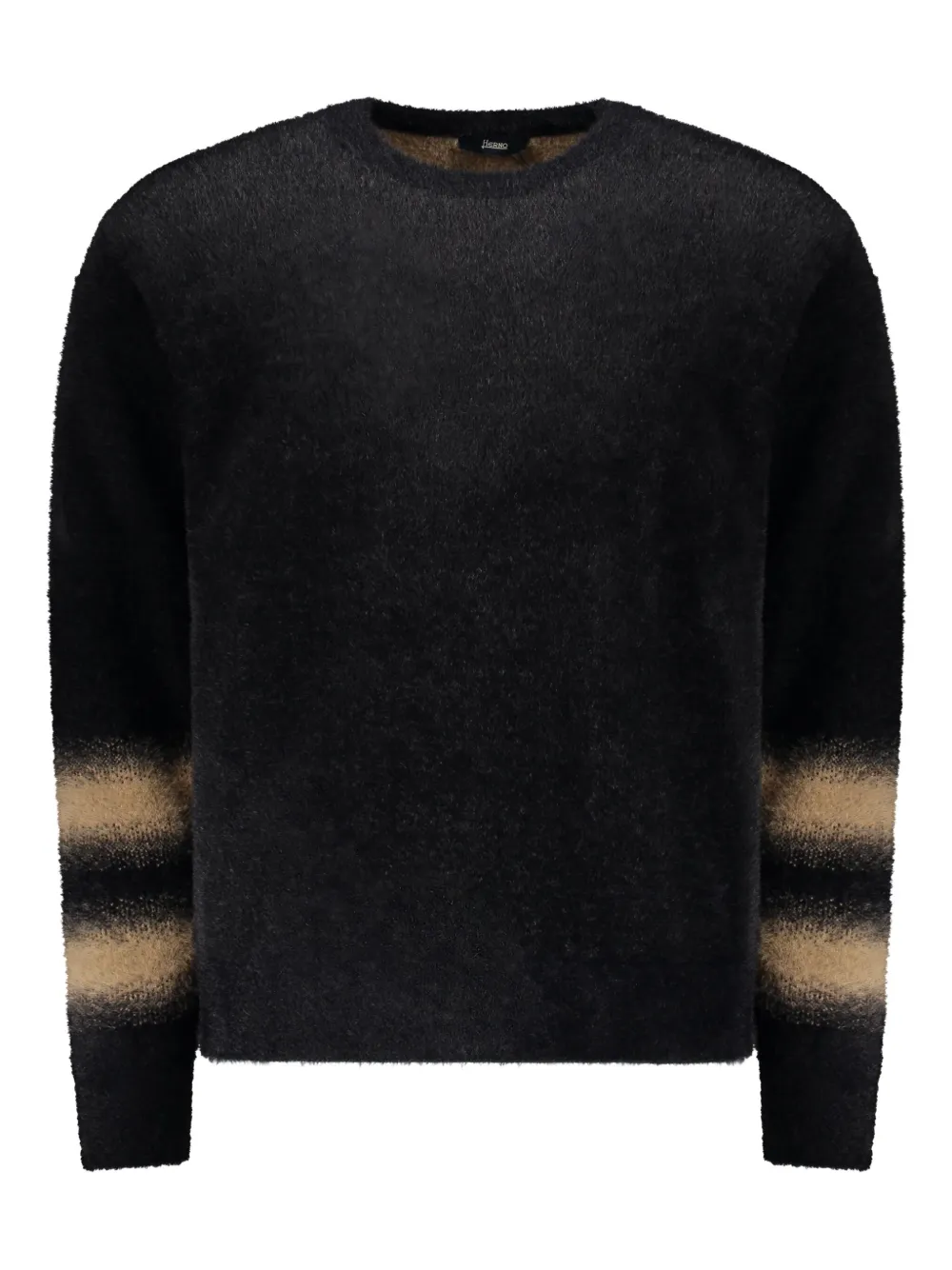 

Джемпер с круглым вырезом и полосатыми манжетами Herno, черный