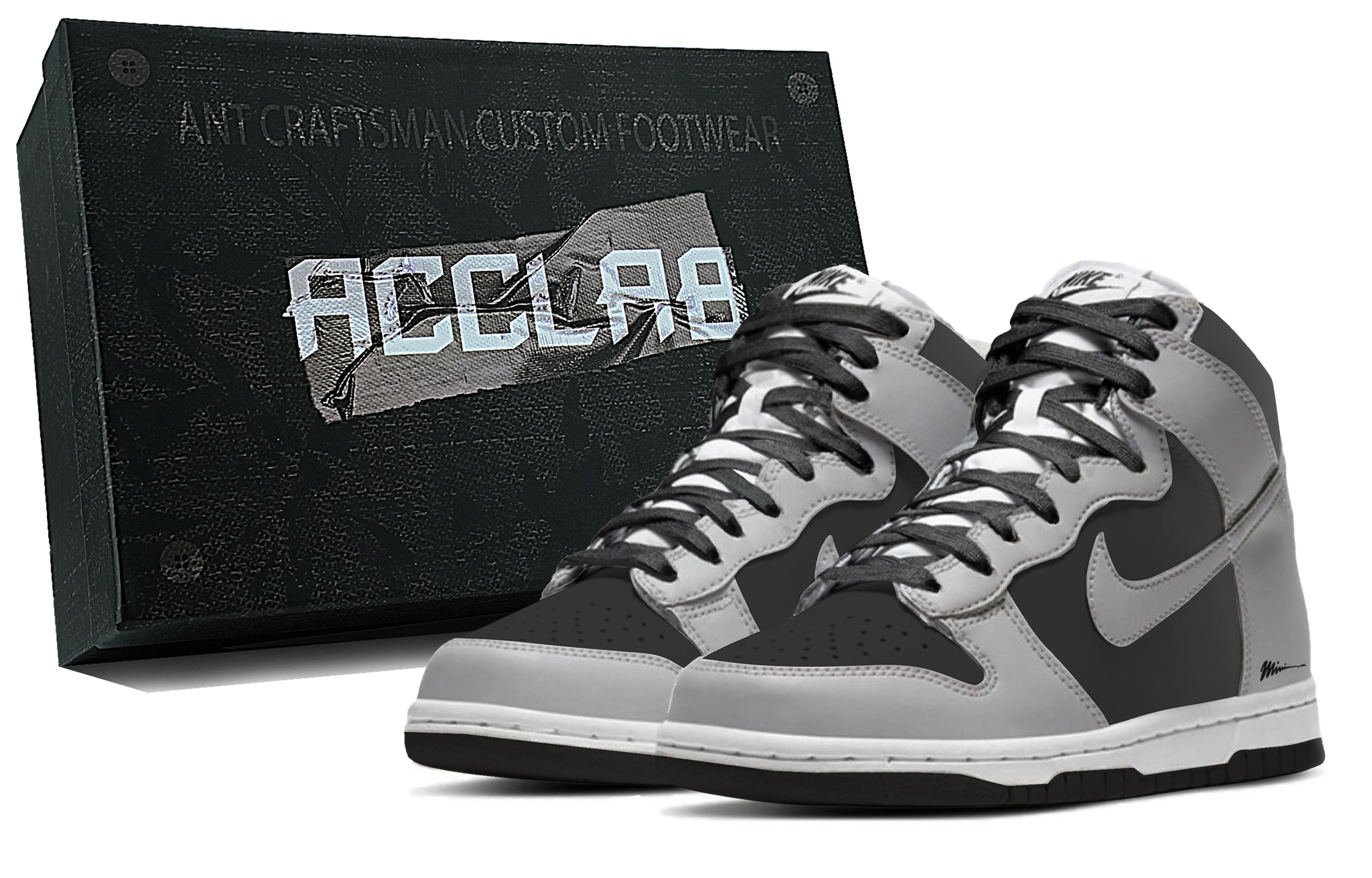 

Nike Кроссовки Dunk Lightweight Height Increasing High top Skateboard для мужчин черно-серые