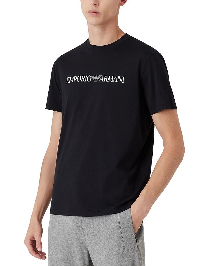 

Хлопковая футболка с графическим логотипом Emporio Armani Pima, синий