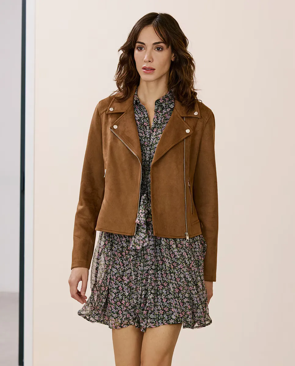 

Женская короткая замшевая куртка Vero Moda, цвет Camel