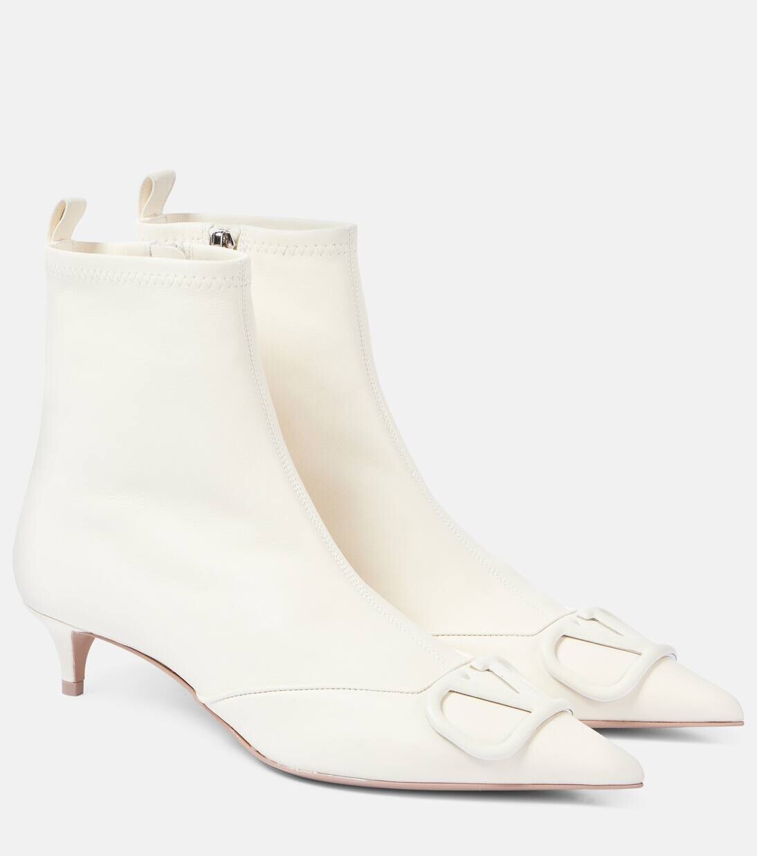Ботильоны кожаные VLogo Signature 40 Valentino Garavani, слоновая кость