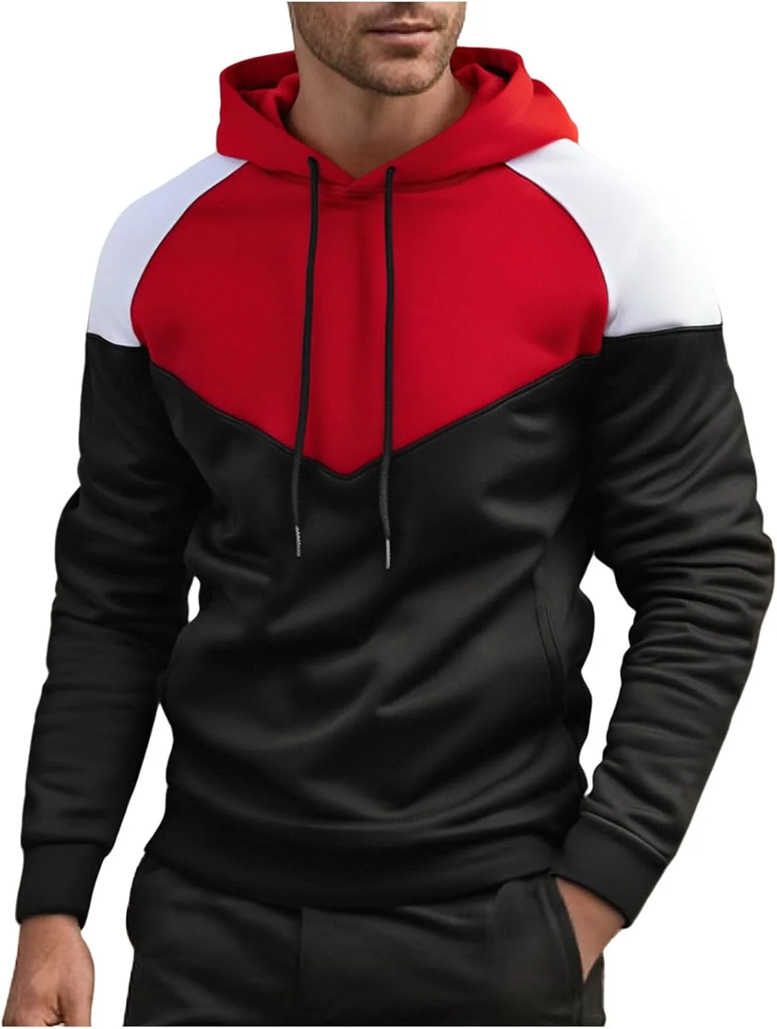 

Мужской худи с принтом и капюшоном, цветной блок, легкий