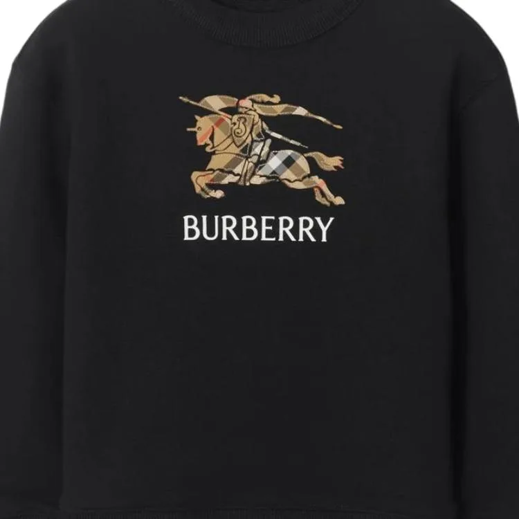 Детский свитшот с круглым вырезом Burberry, черный — фото 4