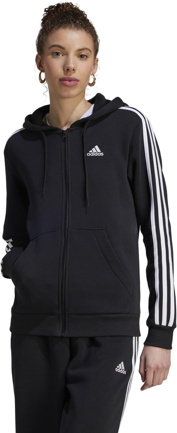 

Худи adidas 3-Stripes Fleece Full Zip Hoodie, цвет Black/White 1