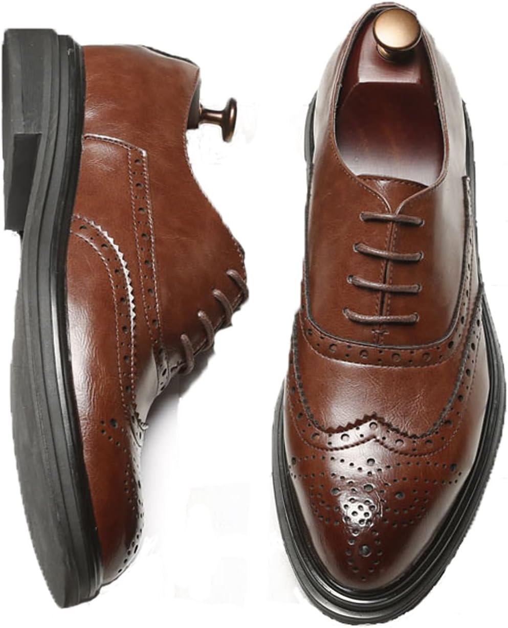 

Мужские броги дерби с резьбой, ручная работа, британский стиль, эластичная лента, круглый носок, низкие оксфорды с крыльями, формальная обувь Sorabra, коричневый
