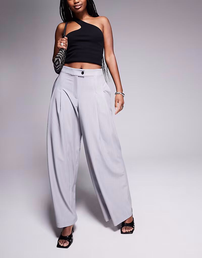 

Широкие брюки River Island серого цвета