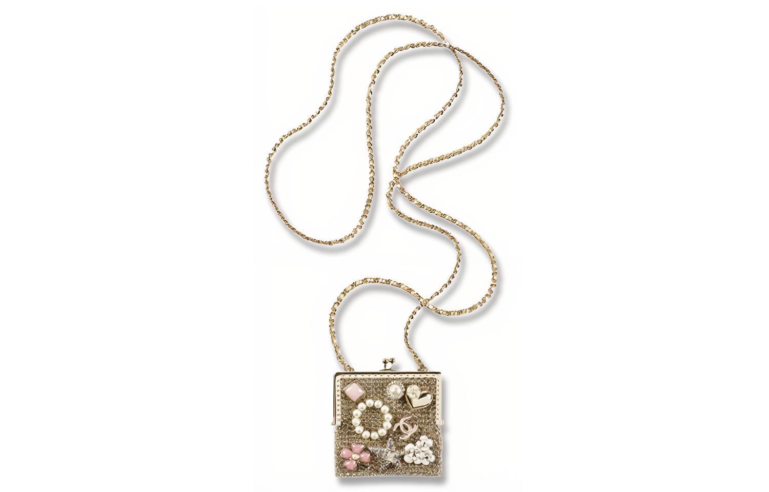 

CHANEL 22A ранняя осень металлическая цепочка сумка кроссбоди женская gold & white & red & pink