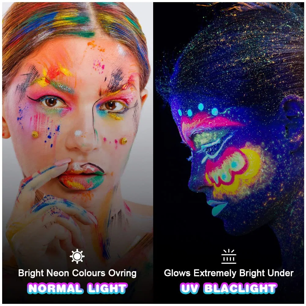 Набор неоновых UV-красок для тела AOOWU, 6 цветов Aoowu, 6 Colours — фото 2