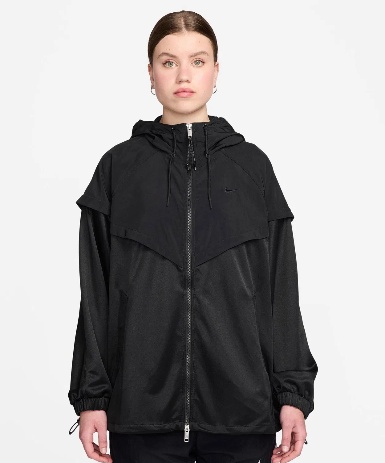 Куртка Nike Women's NSW OS Windrunner Hooded Jacket, зелёная — фото 3