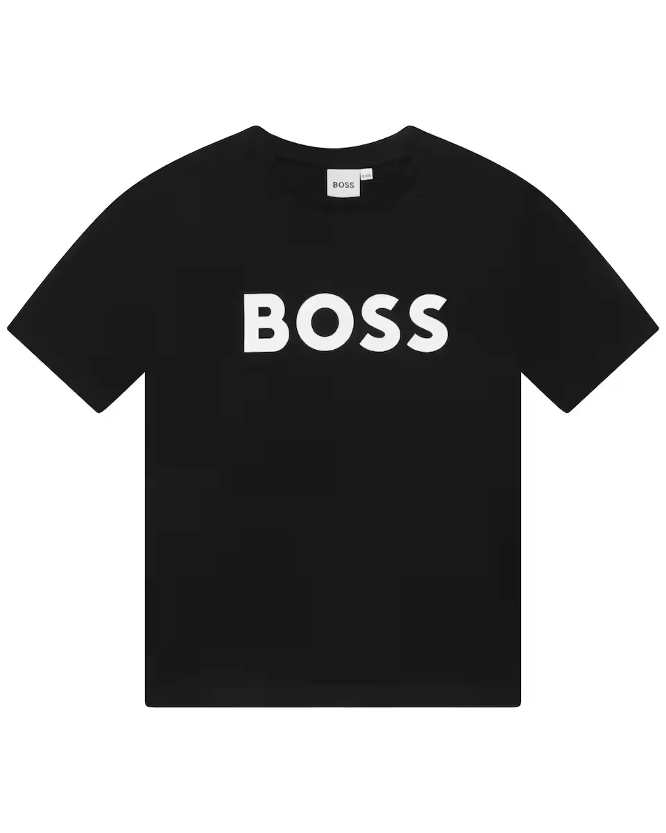 

Футболка из хлопка для мальчиков с логотипом спереди BOSS Kidswear, чёрный