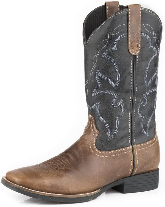 

Мужские повседневные сапоги Roper Monterey с квадратным носком и вышивкой, на средней голени, синие, коричневые