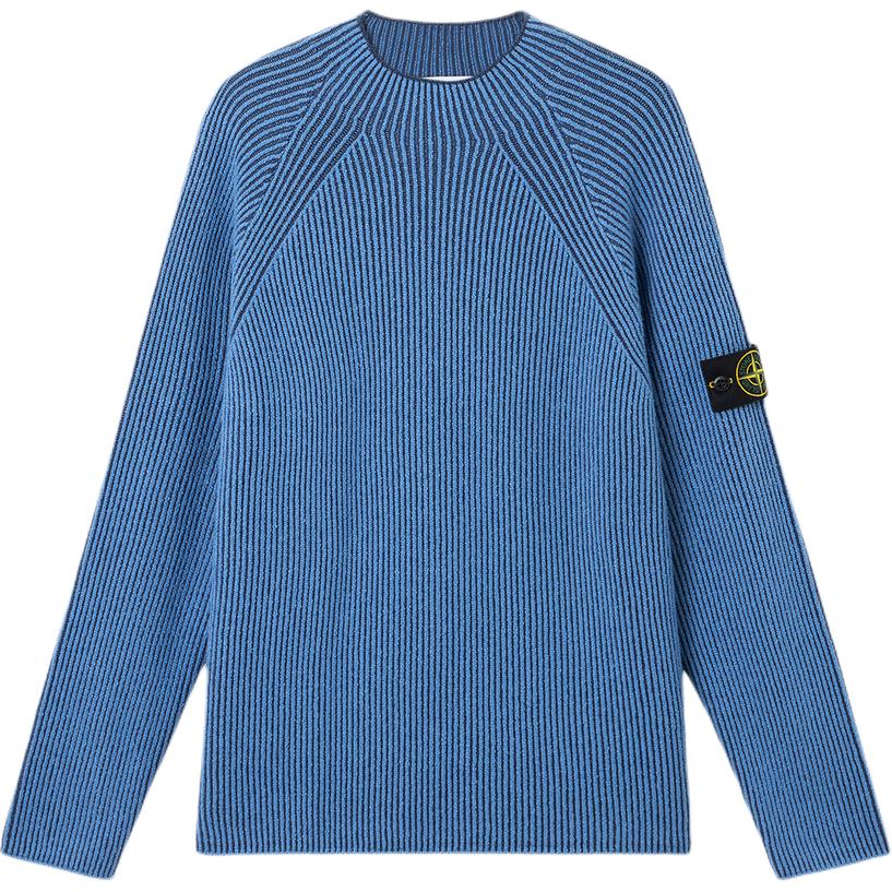 Ребристый свитер с круглым вырезом STONE ISLAND, steel синий