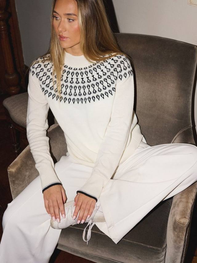 

Вязаный свитер с воротником-воронкой и узором фэр-айл из шерстяной смеси The Little Tailor, Cream