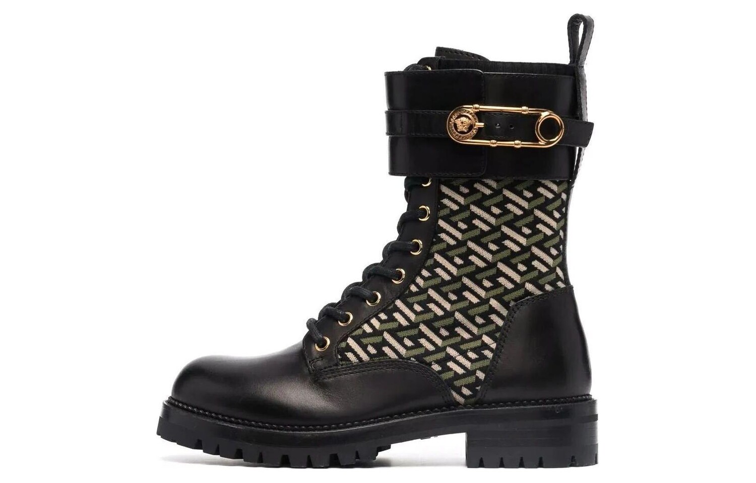 

Женские кожаные ботинки Safety Pin La Greca «черные» Versace