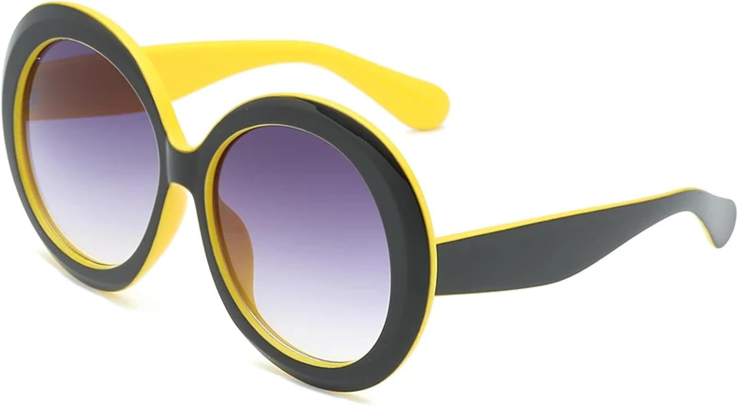 

Винтажные большие круглые солнцезащитные очки для женщин, коричневый градиент, увеличенного размера, модные, роскошные, с зеркальным покрытием и прозрачными линзами TVTBBVV, Black Yellow