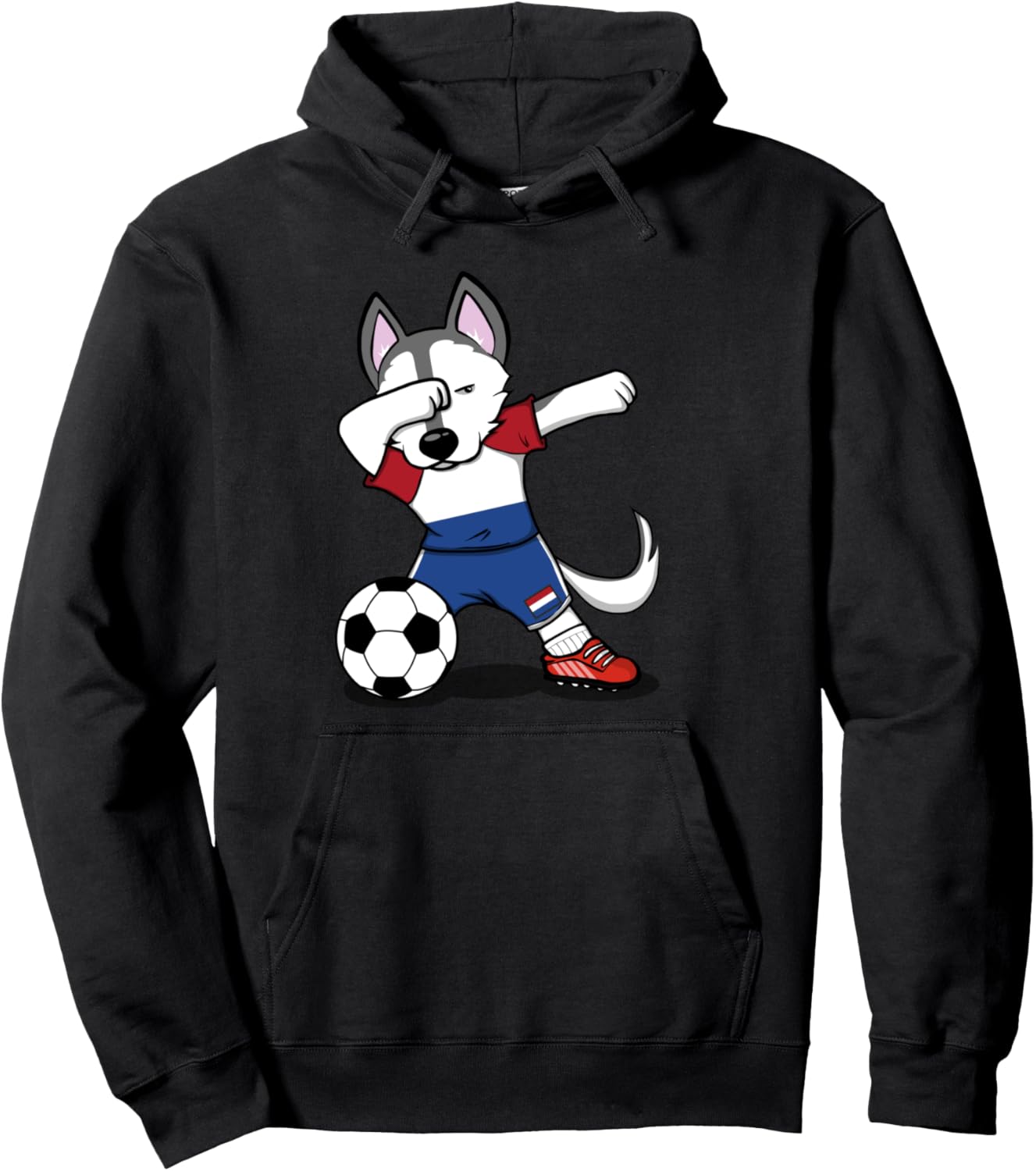 

Забавная собачка хаски, делающая даб. Милая собачка хаски. Футбол в Голландии. Спортивная толстовка с флагом Голландии Teeisle Netherlands Football, черный
