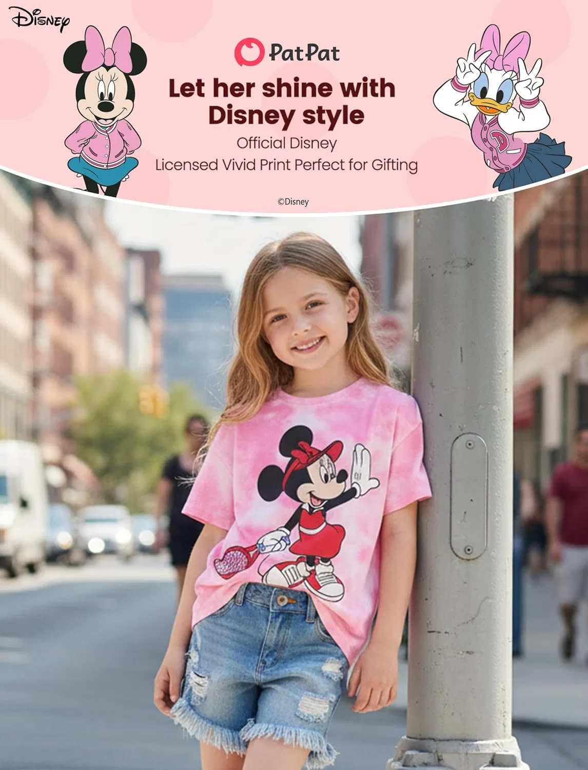 Футболка с принтом Minnie Mouse, Disney, детская, розовая, 2-9 лет — фото 4