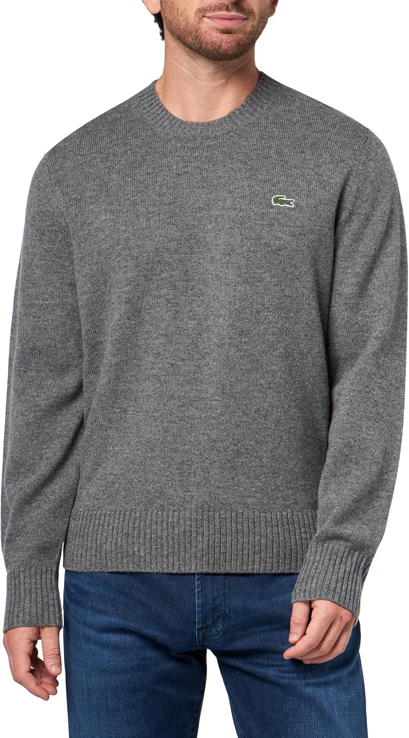 

Lacoste мужской кардочесаный шерстяной свитер с круглым вырезом, Pitch Chine