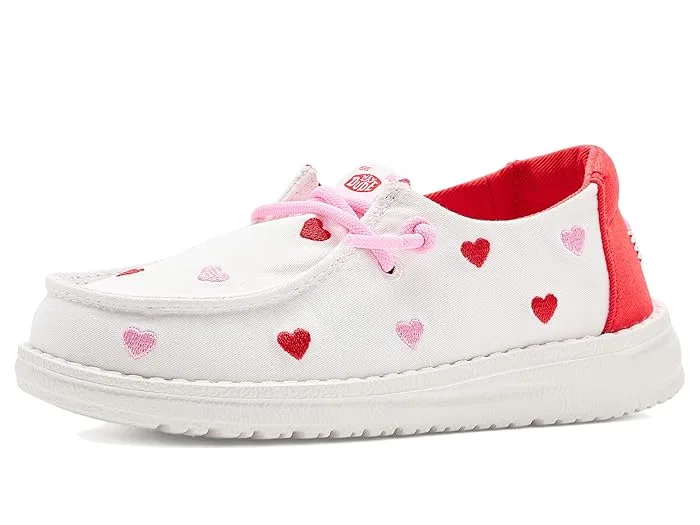 Кроссовки с вышивкой сердечек Wendy Embroidered Hearts Hey Dude Kids, White/Multi — фото 2
