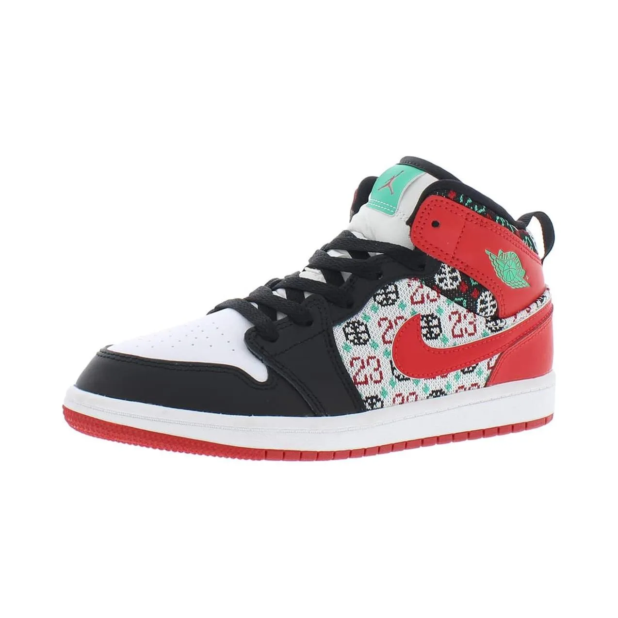 Jordan 1 Mid SE Ugly Christmas Sweater PS, White/University Red/Black — фото 4