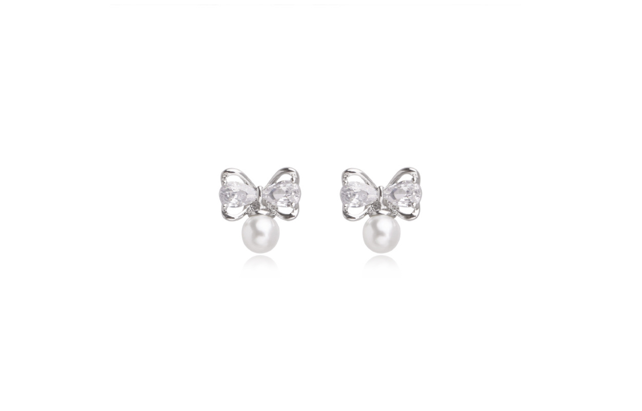 

Серьги-гвоздики с жемчужным бантом из сплава для женщин Muyan, Bowknot Pearl Stud Earring