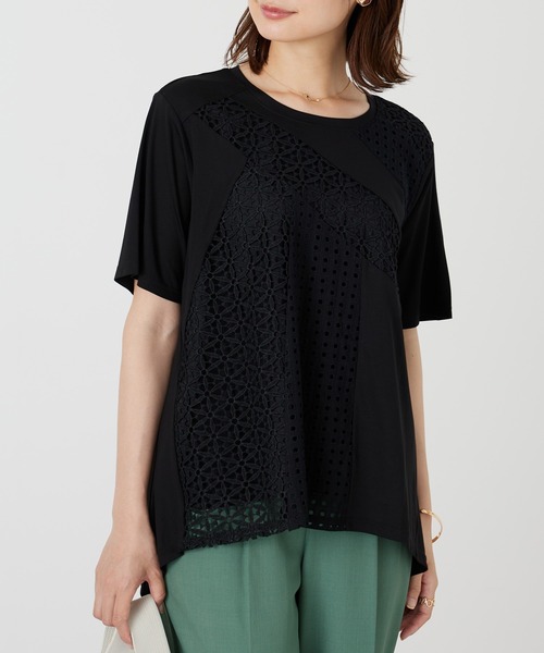 

Футболка из комбинированных материалов со шнуровкой BELLUNA PLUS, черный