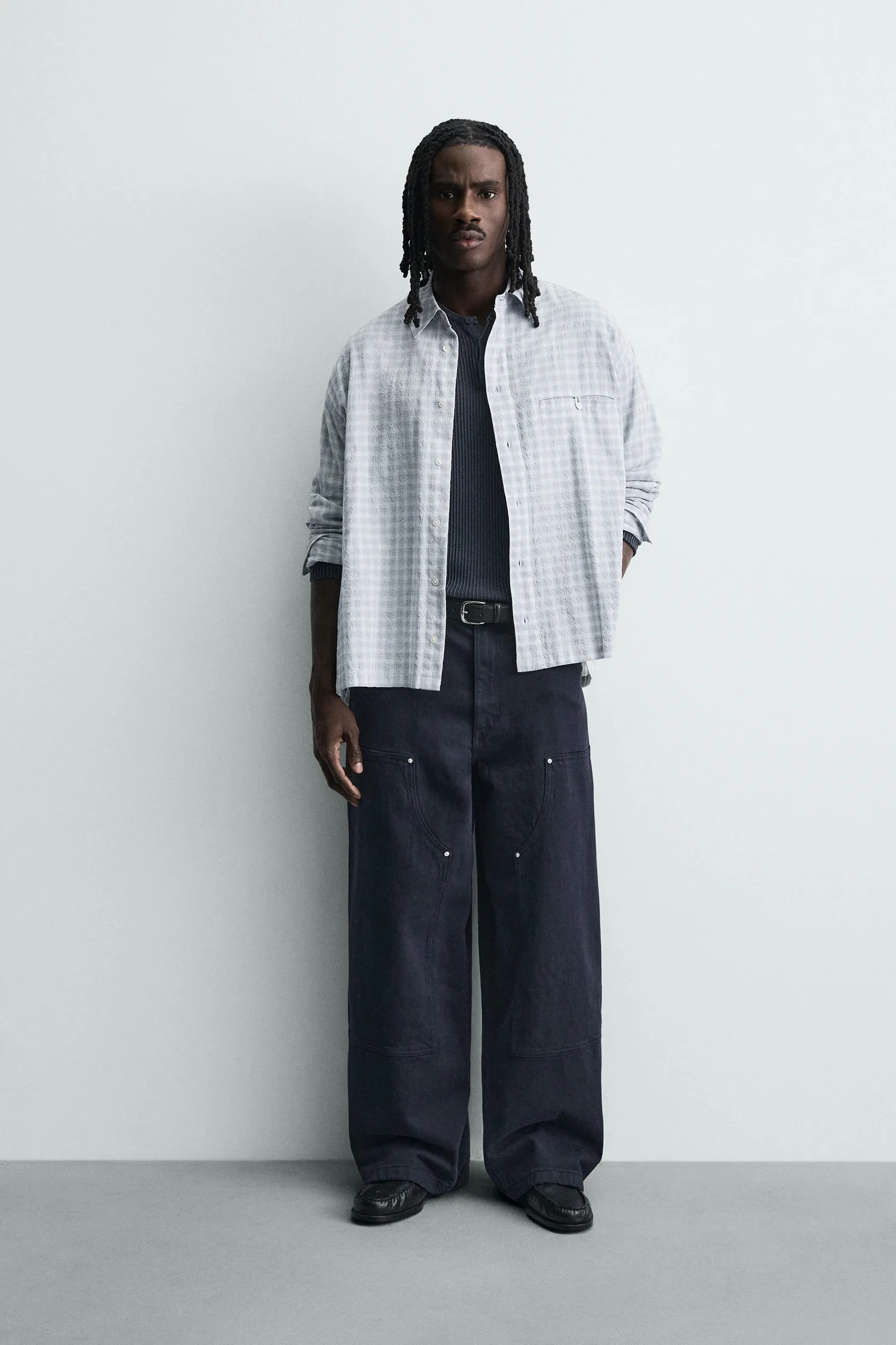 Плотничьи брюки с заклепками Zara, темно-синий