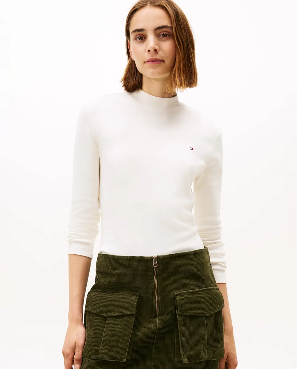 

Женская толстовка с длинными рукавами и воротником-перкин Tommy Hilfiger, кремовый