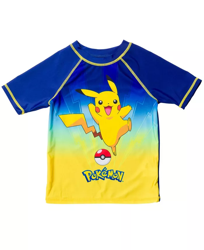 Детский комплект для плавания Pikachu UPF 50+ с защитой от ультрафиолета: рашгард и шорты Pokemon, мультиколор — фото 2